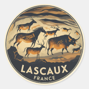 Pegatina Redonda Lascaux Cave Dordogne France Travel