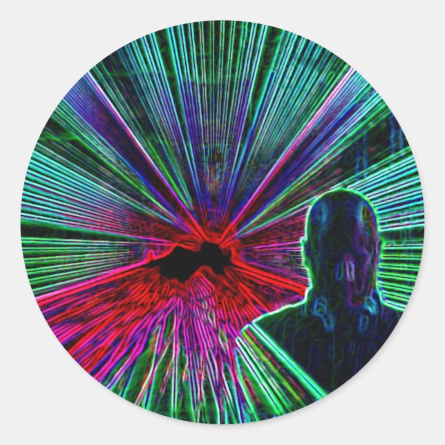 Pegatina Redonda Lasers sobre pegatinas DJ (Anverso)