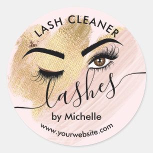 Pegatina Redonda Lash Cleaner Makeup Eyes Salón de belleza Classic 