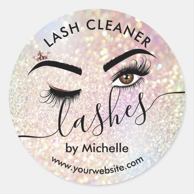 Pegatina Redonda Lash Cleaner Makeup Eyes Salón de belleza Classic  (Anverso)