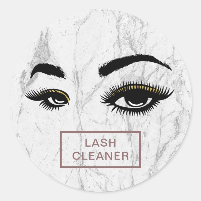Pegatina Redonda Lash Cleaner Mármol blanco moderno (Anverso)