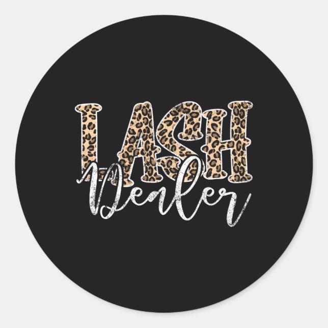 Pegatina Redonda Lash Dealer Lash Tech Eyelash Leopard Lash (Anverso)