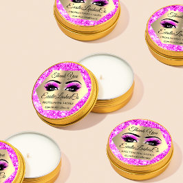 Pegatina Redonda Lash Gracias por maquillarte latigazos oro rosado 