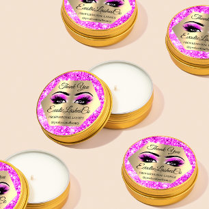 Pegatina Redonda Lash Gracias por maquillarte latigazos oro rosado 