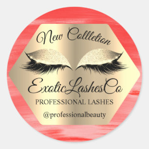Pegatina Redonda Lash Packaging Makeup Artist Gold Eyes Pintados