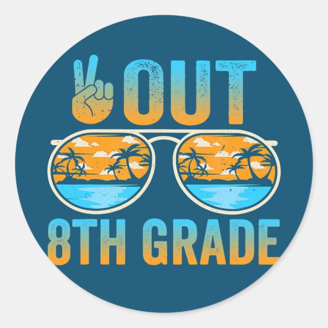 Pegatina Redonda Last Day Of School Peace Out 8th Grade Graduation (Anverso)