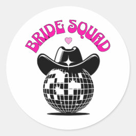 Pegatina Redonda last disco bachelorette party bride squad cowgirl