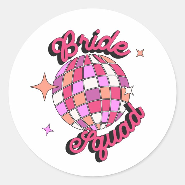 Pegatina Redonda last disco bachelorette party pink disco ball (Anverso)