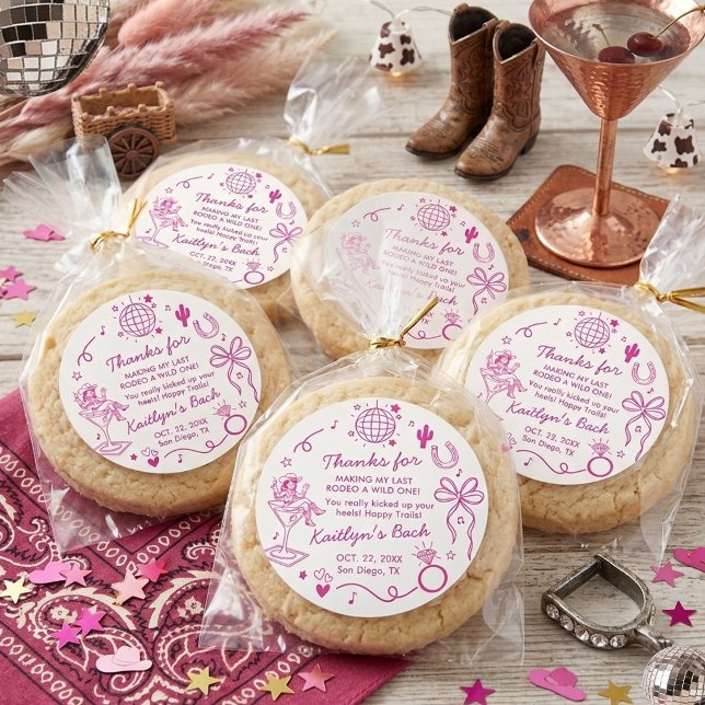 Pegatina Redonda Last Rodeo Disco Cowgirl Bachelorette Party Favor (Subido por el creador)