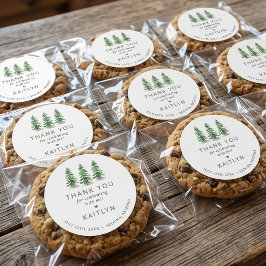 Pegatina Redonda Last Trail Pine Forest Camping Bachelorette Party