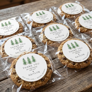 Pegatina Redonda Last Trail Pine Forest Camping Bachelorette Party