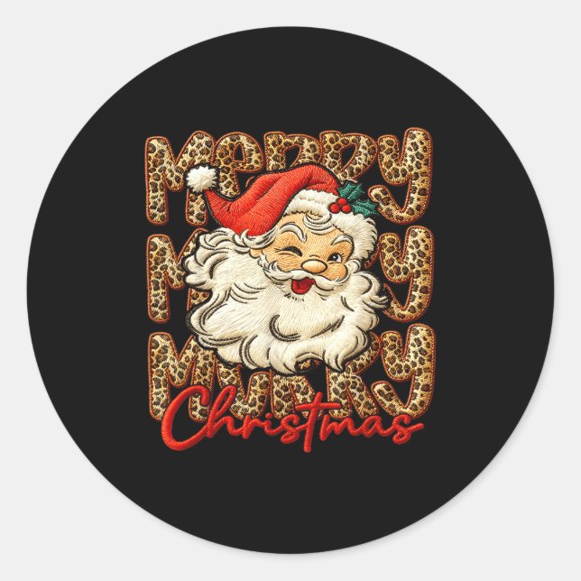 Pegatina Redonda Latch Hook Yarn Crochet Coquette Merry Christmas  (Anverso)