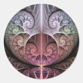 Pegatina Redonda Latido, Arte fractal surrealista abstracto