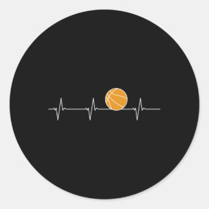 Pegatina Redonda Latido De Baloncesto - Pulso De Ball Ecg Para Los 