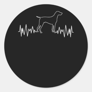 Pegatina Redonda Latido de corazón de perro puntero de corta durac