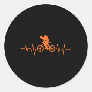 Pegatina Redonda Latido del corazón de bicicleta de montaña Ciclist