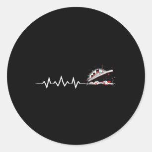Pegatina Redonda Latido del corazón del Titanic Minimalista Vintage