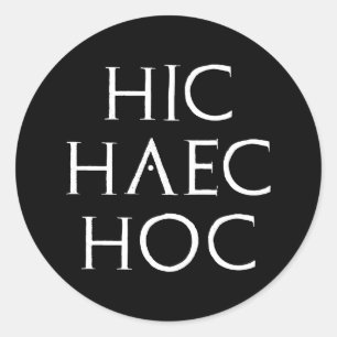 Pegatina Redonda latín hoc de Latein del haec hic
