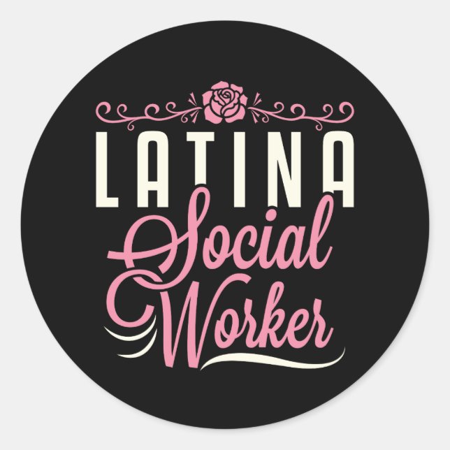 Pegatina Redonda Latina Social Worker (Anverso)