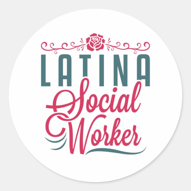 Pegatina Redonda Latina Social Worker LCSW Latinx Hispanic (Anverso)