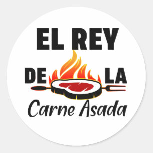 Pegatina Redonda Latino Dad El Rey de la Carne Asada