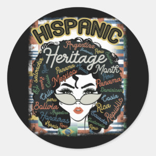 Pegatina Redonda Latinoamérica: Latín, el mes de la herencia hisp