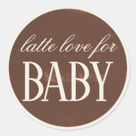 Pegatina Redonda Latte Love Baby Está Preparando Café Baby Shower