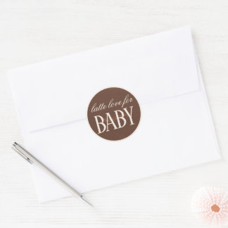 Pegatina Redonda Latte Love Baby Está Preparando Café Baby Shower