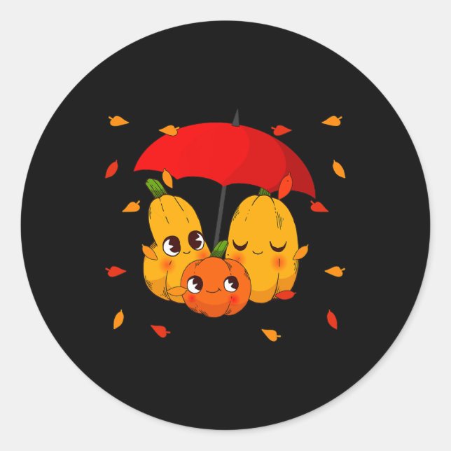 Pegatina Redonda Lattes Spice de Calabaza Caen Mujeres Halloween Ot (Anverso)