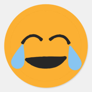 Pegatina Redonda Laughing Face Funny Naranja Emoticon Emojii