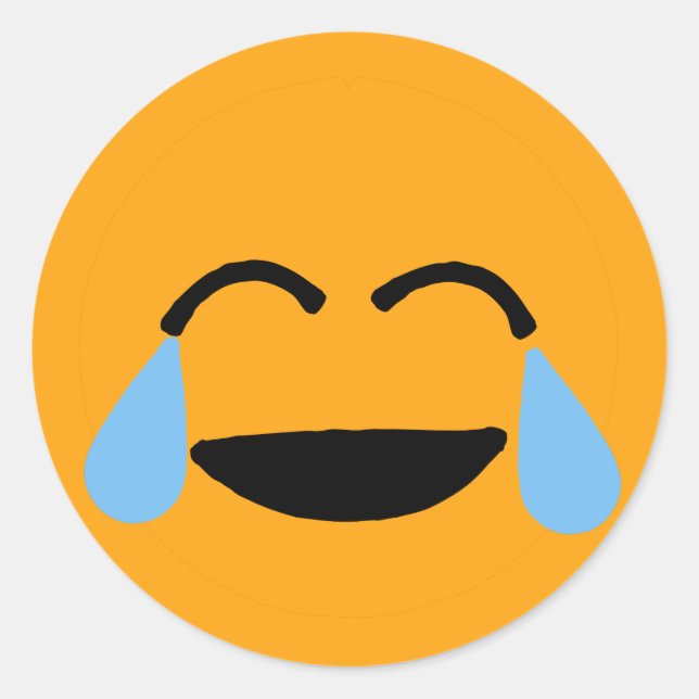 Pegatina Redonda Laughing Face Funny Naranja Emoticon Emojii (Anverso)