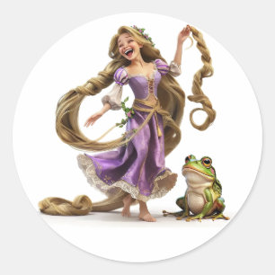 Pegatina Redonda Laughing Rapunzel