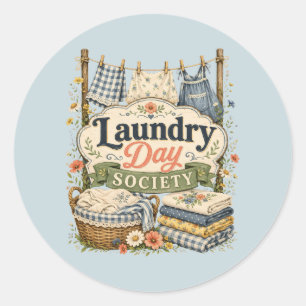 Pegatina Redonda Laundry Day Society Cottagecore Florales