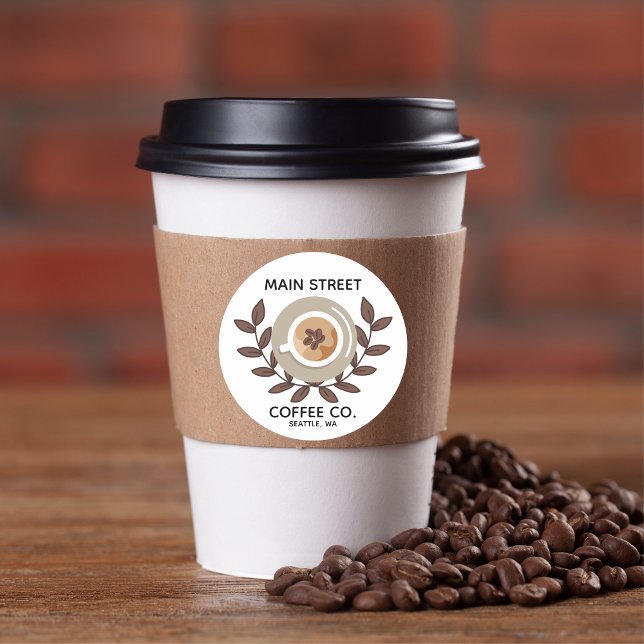 Pegatina Redonda Laurel and Coffee Cup Small Business Sticker (Subido por el creador)