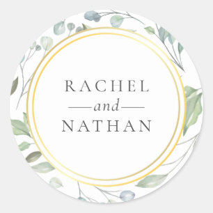 Pegatina Redonda Laurel Garland Greenery Wedding Favor