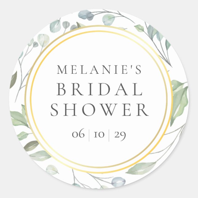 Pegatina Redonda Laurel Garland Relieve metalizado dorado Faux Brid (Anverso)