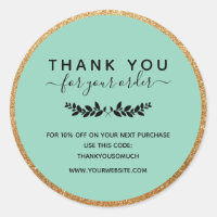 Laurel Wreath Mint Faux Gold Gracias Por El Pedido