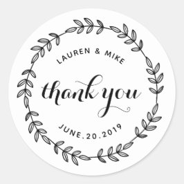 Pegatina Redonda Laurel Wreath Wedding Favor de ti
