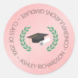 Pegatina Redonda Laurel Y Cap