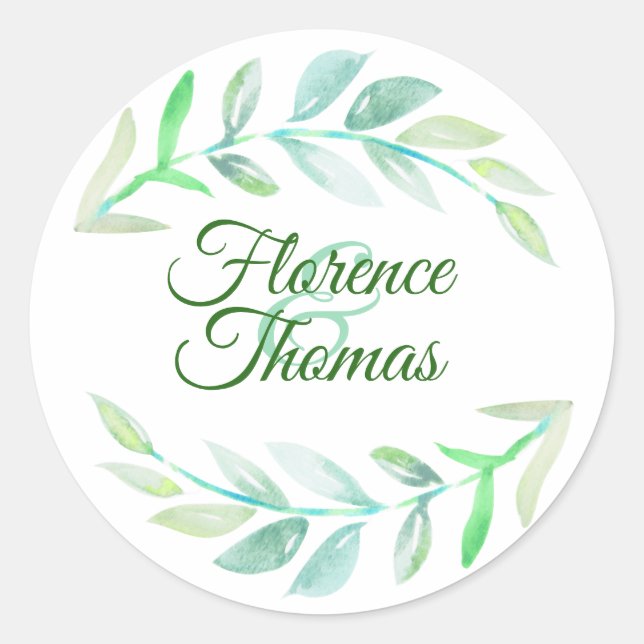 Pegatina Redonda Laureles de acuarela de primavera | Personalizado (Anverso)