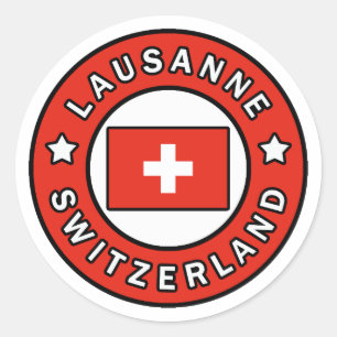 Pegatina Redonda Lausana Suiza