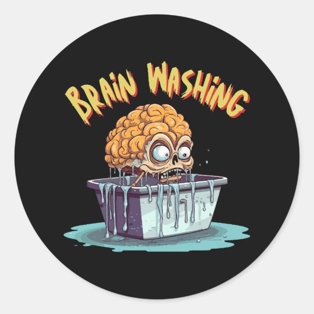 Pegatina Redonda Lavado de cerebro (Anverso)