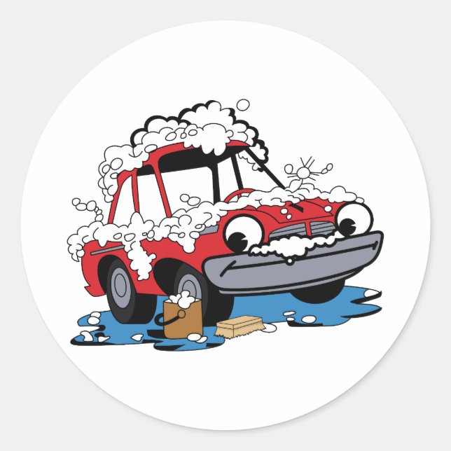 Pegatina Redonda Lavado de coches (Anverso)