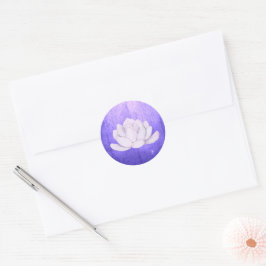 Pegatina Redonda Lavanda acuarela Suculenta, púrpura