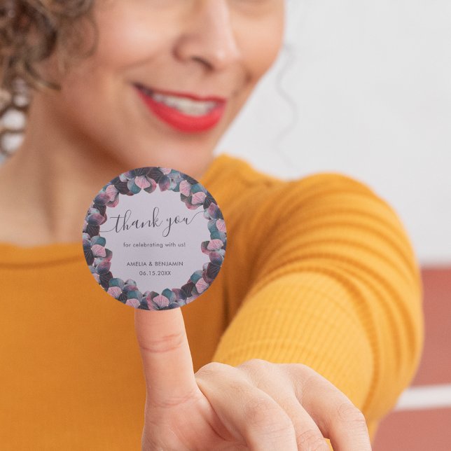 Pegatina Redonda Lavanda azul dorada Purple Hydrangeas Boda (Subido por el creador)