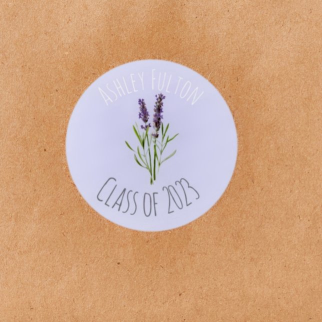 Pegatina Redonda Lavanda de época para graduaciones 2023 (Subido por el creador)