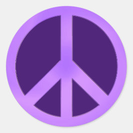 Pegatina Redonda Lavanda en signo de paz de color púrpura oscuro