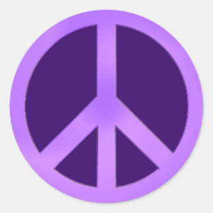 Pegatina Redonda Lavanda en signo de paz de color púrpura oscuro