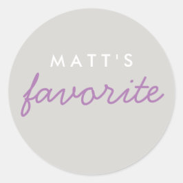 Pegatina Redonda Lavanda favorita personalizada Gris morado