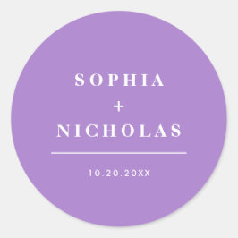 Pegatina Redonda Lavanda moderna Boda minimal elegante